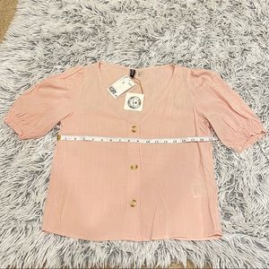 H&M puff sleeve blush blouse
